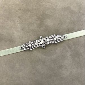 Jenny Yoo Beaded Applique/Velvet Ribbon